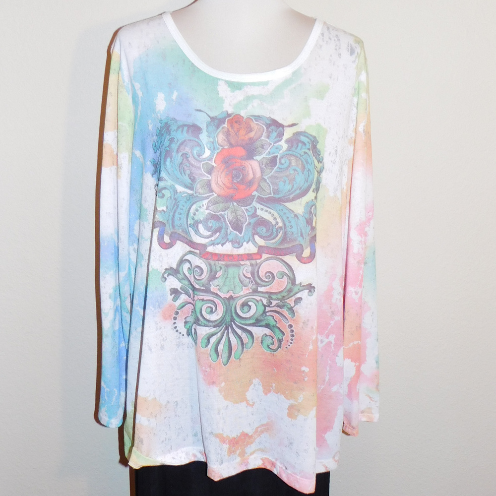 26/28 Venezia Lane Bryant Floral Filigree Knit Top